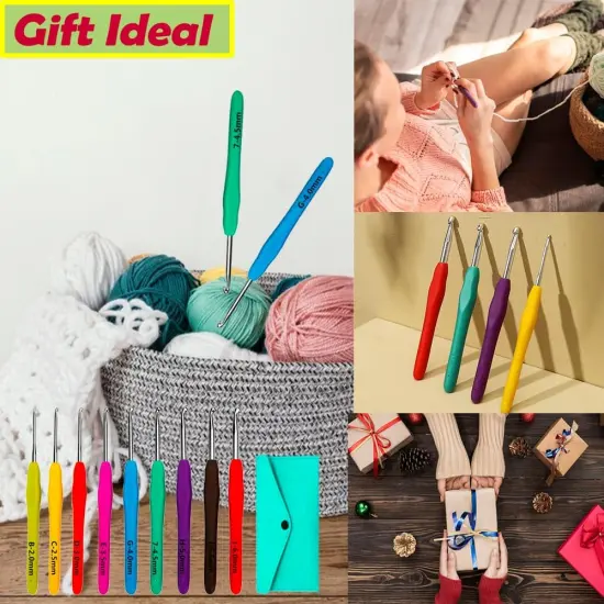 Ergonomic Crochet Hooks Set, 9 Sizes Crochet Hooks with Case 2.0mm~6.0mm {5}