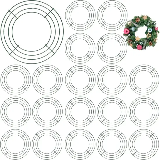 20 Pack 10 Inch Metal Wreath Frame, Dark Green Metal Floral Wreath Frame, Wire Wreath Rings for Christmas, New Year, Thanksgiving Day, Valentines, Wedding {1}