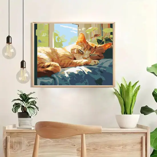 Cat Sleep Window Paint by Numbers Kit for Adults Beginner,DIY Cat Sleep Window Paint by Numbers for Adults,Easy Canvas Paint by Number Without Frame Home Wall Decor 16 x 20 in {2}