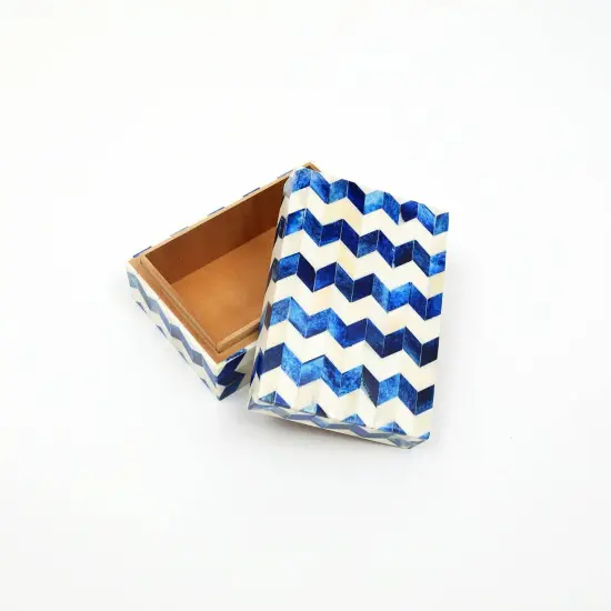 Handcrafted Zany Zigzag Wooden Box &ndash; Unique Storage & Stylish Accent-6X4X2.5" {5}