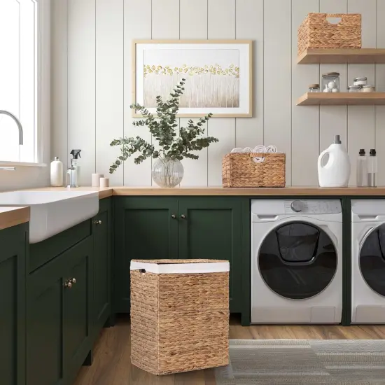 Classics Premium Natural Handwoven Portable Laundry Bin Basket with Carrying Handles, Household Storage for Clothes, Linens, Sheets, Toys, Natural Water Hyacinth, Rectangular {5}