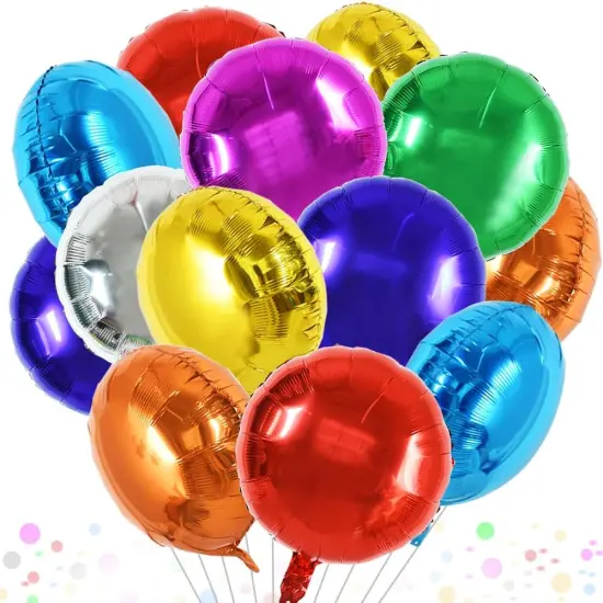 30Pcs 18 Inch Large Colorful Round Shape Foil Balloons Big Colorful Circle Helium Mylar Ballons {1}