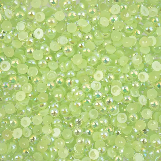 Crystal Lane DIY SS16(4mm) Plastic Pearl Flatback Rhinestones, 975pcs Light Green AB {1}
