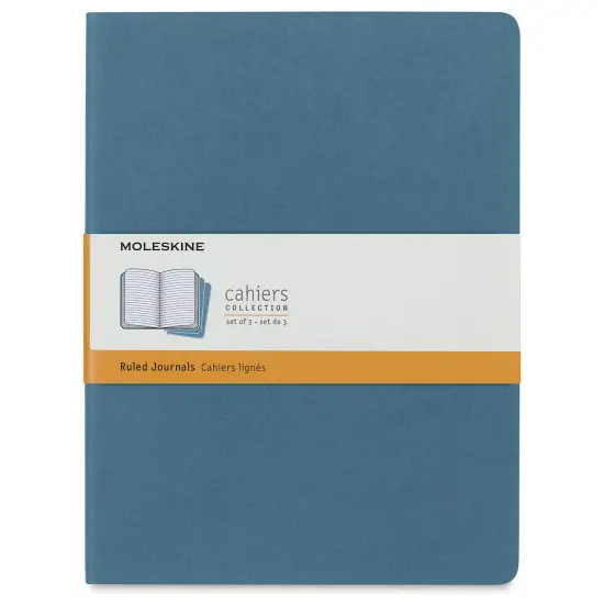 Moleskine Cahier Journals - 9-3/4" x 7-1/2" , Ruled, Brisk Blue, Pkg of 3 {1}