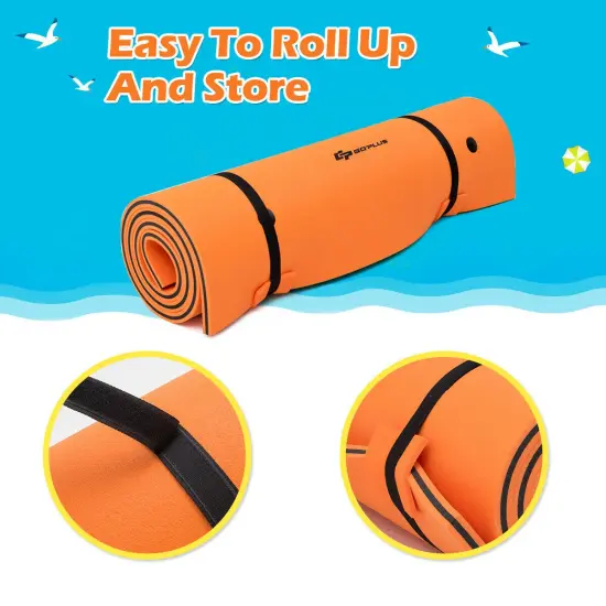 Orange XPE Foam Floating Water Pad for 4-6 People with Easy Storage and Anchoring {6}