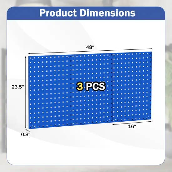 28 Pieces Wall-Mounted Pegboard Kit with 2 Storage Shelf Ideal for Garage Workshop Navy {5}