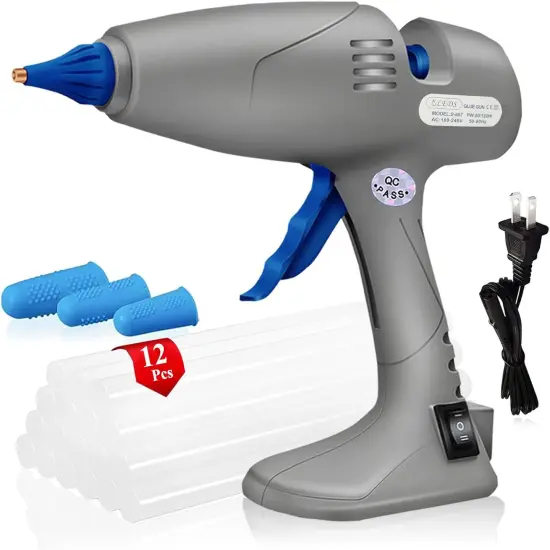 Hot Glue Gun, Full-Size Glue Gun 80 & 120W, Stand-Up Large Glue Guns Anti-Dripping Dual High Temp Hot Melt Glue Gun With 12 Glue Sticks for Craft Art Creative Office Decor DIY Quick Repairs {1}