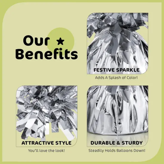 Silver Balloon Weights, Heavy Balloon Weight Pack of 12 Metallic Foil Weights for Balloons, Birthday Party & Wedding Table Centerpiece Ballon Weight 4.8&rsquo;&rsquo; DIY Ballon Weights for Helium Balloons {4}