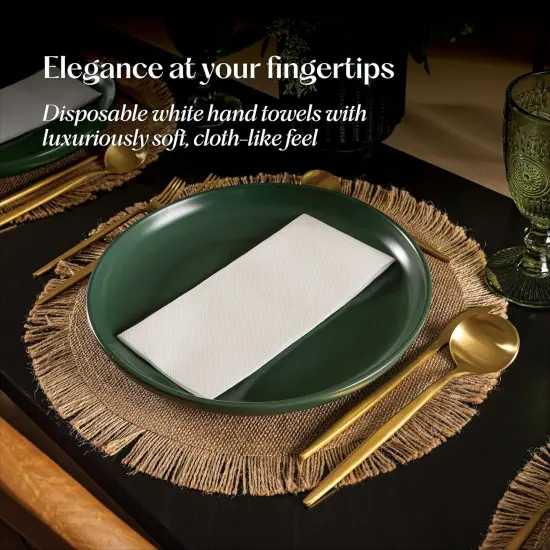 Disposable Linen-Feel Guest Towels [12" x 17"] - Cloth-Like Hand Bathroom Napkins - Made In USA, Soft and Absorbent Paper Napkin for, Bathroom, Party, Wedding, Or Event {3}