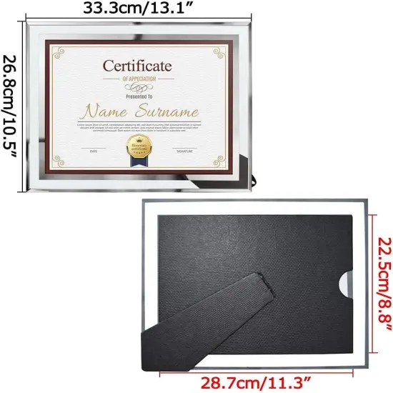 8.5 x 11 Certificate Document Frame Diploma Glass Picture Frames Only for Tabletop, Pack of 6 {2}