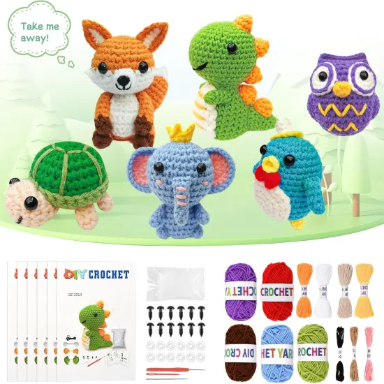 Knitting Kit for Beginners with 6 Pcs Crochet Animal Kit for Beginners {2}