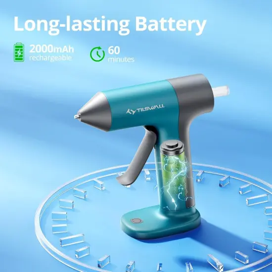 Cordless Hot Glue Gun, Rapid 30s Preheat, Mini glue gun and sticks set with 2000mAh Type-C Rechargeable, Smart Power Off, 20 Premium Glue Sticks, Ideal for DIY Crafts, Gift Making Blue {3}
