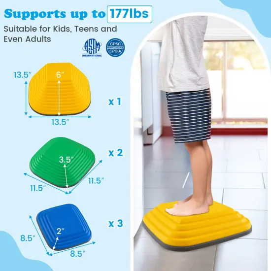 6-Piece Kids Stepping Stone Set for Balance and Motor Skill Development with Non-Slip {3}