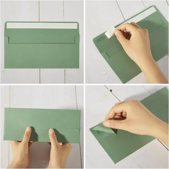 50 Pack Sage-Green #10 Business Envelopes Self Seal Standard Envelopes for Office Checks, Business, Letter Mailing Invoices, 4.13 x 9.49 Inches (50) {3}