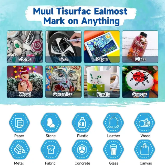 Paint Markers 8 Pack, Permanent paint markers Oil-Based Paint Pens With Medium Tips, Fast Drying and Waterproof. Suitable for Metal, Rock, Wood, Fabric, Plastic, Canvas, Mugs, Stone, Glass {5}