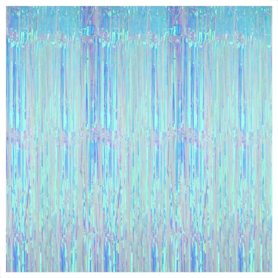 XtraLarge Blue Iridescent Streamers - 3.2x8 Feet, Blue Fringe | Mermaid Birthday Decorations, Iridescent Party Decorations | Bachelorette Party Decorations | Under The Sea Party Decorations {1}