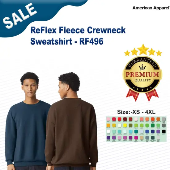 American Apparel&reg; ReFlex Fleece Crewneck Sweatshirt Lieutenan {2}
