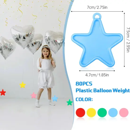 80 Pcs Plastic Balloon Weights Colorful Weights for Balloons for Birthday Party Christmas Wedding Celebration Decoration(Star Shaped) {2}