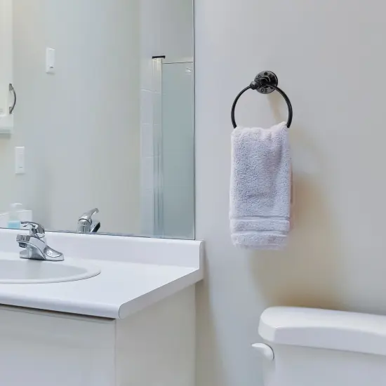 7pcs Black Metal Toilet Paper Holder & Towel Rack Set - Industrial Wall-Mounted Bathroom Hardware, Space-Saving No-Assembly Design with Chamfered Edges {5}