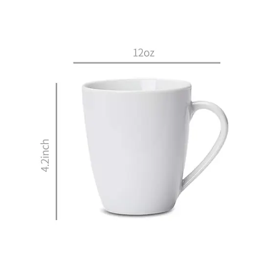Porcelain, 12 oz Coffee Mug Set, 12 Count, White {4}