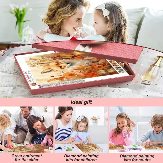 Diamond Painting Kits for Adults Fox, 5D DIY Diamond Art Kits for Beginners Round Full Drill Diamond Painting for Home Wall Decoration Gift 12&times;12inch, Fall Maple Leaf {3}