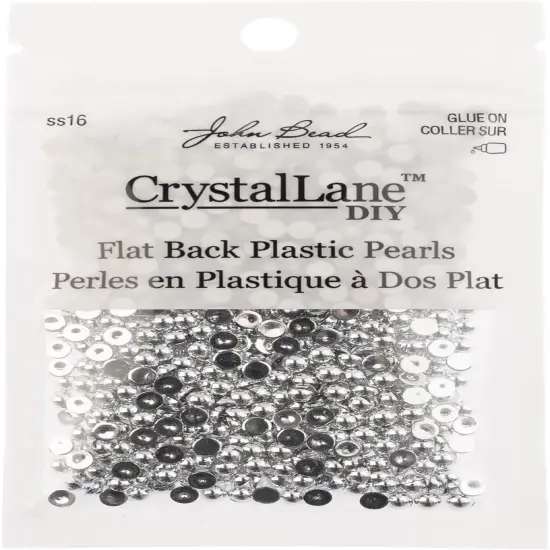 Crystal Lane DIY SS16(4mm) Plastic Pearl Flatback Rhinestones, 975pcs Metallic Silver {3}