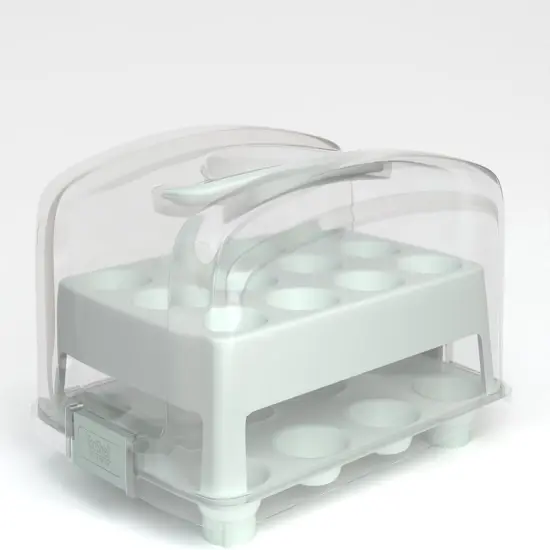 Box for MINI Cupcakes. NOT For Standard Size Cupcakes. Fashionable Green MINI Cupcake Carrier Holds 24 MINI-Size Cupcakes, MINI Cupcake Traveler, Reusable Cupcake Box {1}