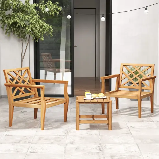 Teak Wood Slatted Design Patio Chair Armchair with Backrest and Armrests Ideal for Outdoor Use {3}