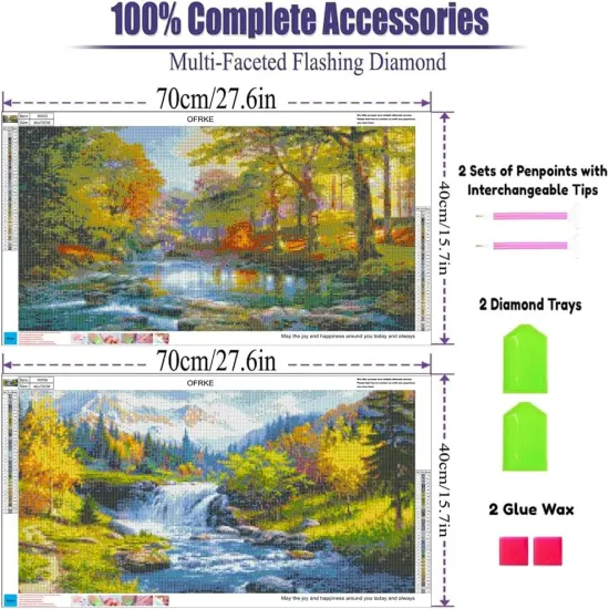 2 Pack Diamond Painting Kits，Large 5D DIY Landscape Diamond Painting Kits for Adults，DIY Full Drill Crystal Rhinestone Arts and Crafts，Lake Gem Art Painting with Diamond Home Wall Decor (28X16inch) {2}