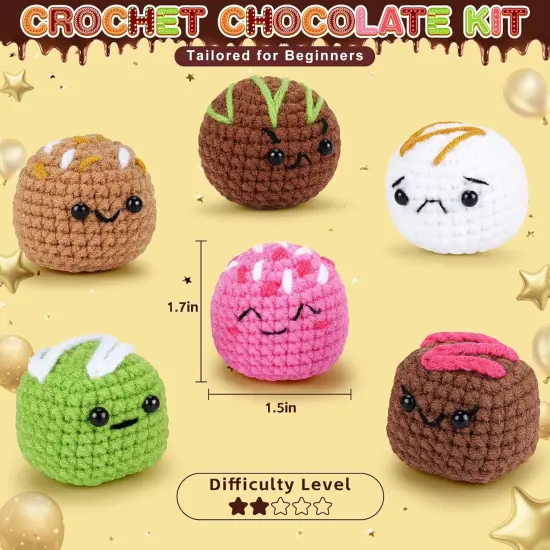 Crochet Kit for Beginners - 6 PCS Chocolates {3}