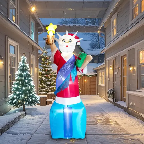 Christmas Inflatable Santa Claus 7.28FT,Statue of Liberty Inflatable,Blow Up Statue of Liberty,Christmas Blow Up Yard Decorations Outdoor Indoor,LED Patriotic Santa Claus Decor,USA Blow Up Inflatable {5}