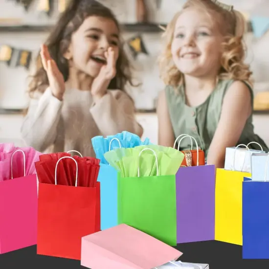 12 Assorted (9" H x 7.5" L x 3.5" W) + 24 Tissue (20" x 26") Bright Neon Colored {5}