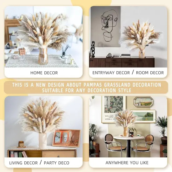 150PCS Natural Pampas Grass Bouquet |Mix Dried Flowers Bouquet {2}