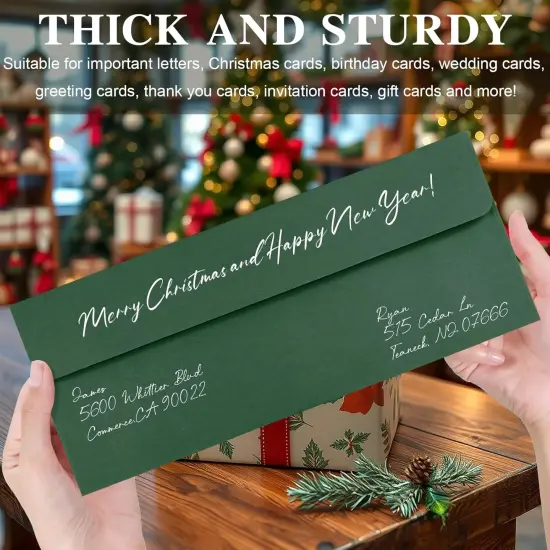 50 Pack Dark Green #10 Business Envelopes, Standard Envelopes Self Seal, 4 1/8 x 9 1/2 Inch Letter Size Business Mailing Envelopes for Checks Invoices Statements Baby Shower Christmas Wedding Birthday {4}