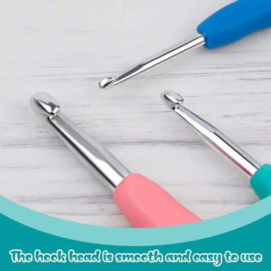 3 Sizes Crochet Hooks,Ergonomic Arthritis Handle,5.5 inch Long Beginner's Knitting Needle and Color Soft Handle Smooth Knitting Needle DIY Knitting Kit {2}