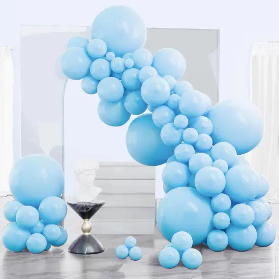 Light Blue Balloons 140 pcs Different Sizes of 18 12 10 5 Inch Baby Pastel Sky Aqua Blue Balloon Arch Kit Garland for Graduation Baby Shower Gender Reveal Birthday Party Decorations Blue-Y4 {1}