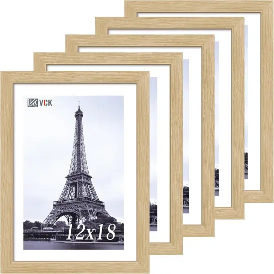 2x18 Oak Wood Frame for Poster & Picture, Natural Solid Wood Photo Frames 5 Pack, Wall Gallery Frame {1}