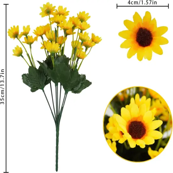Summer Floral Arrangement - 12PCS Silk Artificial Sunflowers with 24 Small Daisy Mums for Home, Office, Window, Porch, and Outdoor Centerpiece D&eacute;cor {4}