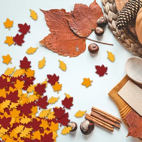 100PCS Fall Maple Leaves Confetti Thanksgiving Maple Leaf Table Confetti Fall Table Scatter Decorative Maple Leaves Sparkles for Thanksgiving Themed Baby Shower Kids Birthday Party Decor {2}