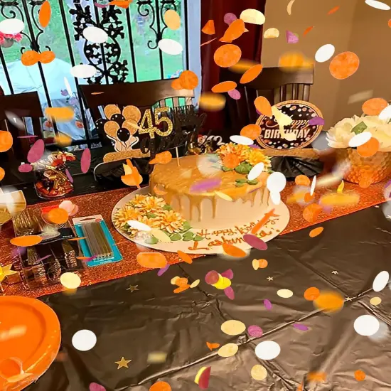 Fall Birthday Party Decorations/Fall Confetti Thanksgiving Decorations/Maroon Orange Confetti/Graduation Burgundy Orange Pumpkin Table Decor Weddings {4}