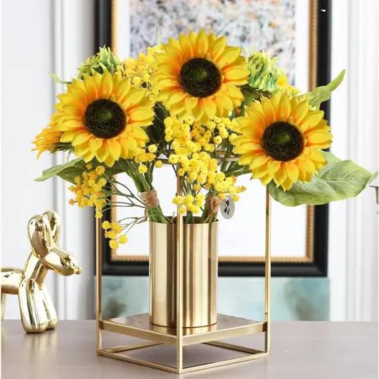 Summer Sunflowers &ndash; 8pcs Large Faux Silk Flowers with Single Long Stems for Floral Arrangements, Centerpieces & Home Decor {3}