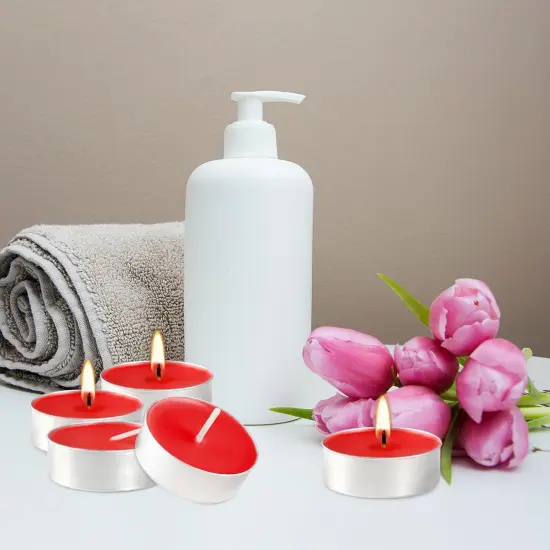 Red Scented Tealight Candles - 100 Pack Votive Candles Bulk - Apple Fragrance Tea Light Candle Gift Set for Holiday, Wedding and Home - 4 Hour {4}