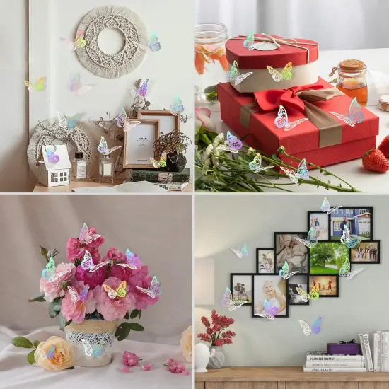 60 Pcs Butterfly Decorations, 3 Sizes 5 Styles, 3D Butterfly Cake Party Decorations, Butterfly Wall Decor, Butterflies for Crafts, Cake Decorating, Wall Stickers Room Decor (Laser Silver) {2}