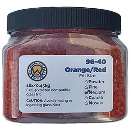 Wissmach Frit Medium Orange/Red Opal Striker 96-40 1Lb. Jar 96 COE {2}