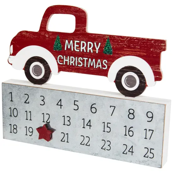 Northlight Merry Christmas Truck Wooden Advent Calendar - 9" Red {5}