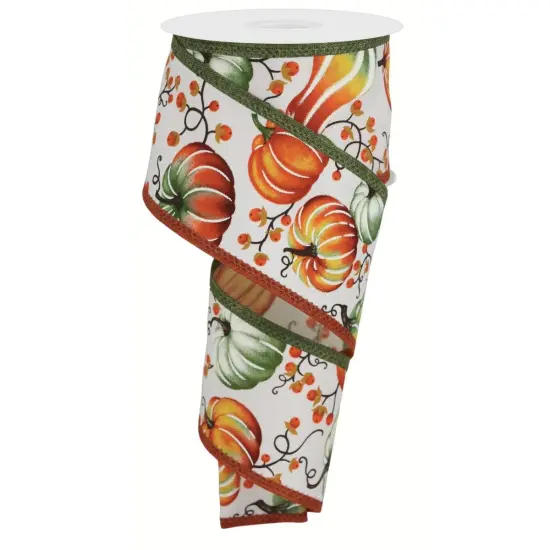 2.5" Pumpkins Bittersweet Ribbon: Moss Green (10 Yards) {1}