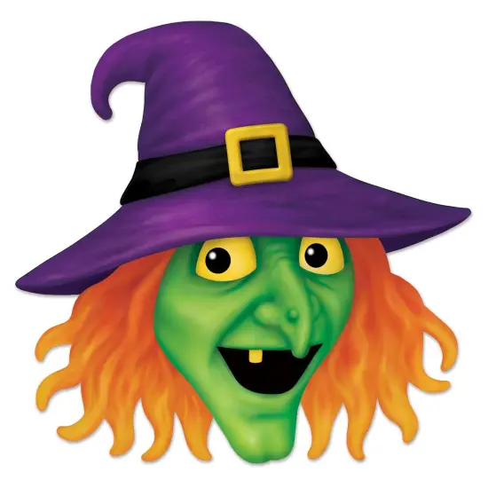 12" Metal Embossed Sign: Witch Head (Purple) {1}