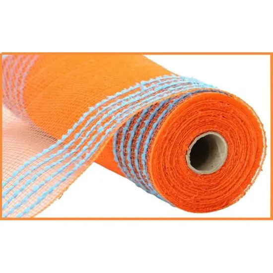 10.5" Drift Border Mesh Ribbon: Orange/Turquoise (10 Yards) {1}