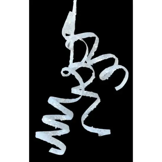 39" Iridescent Curly Hanging Spray: White/Silver {2}