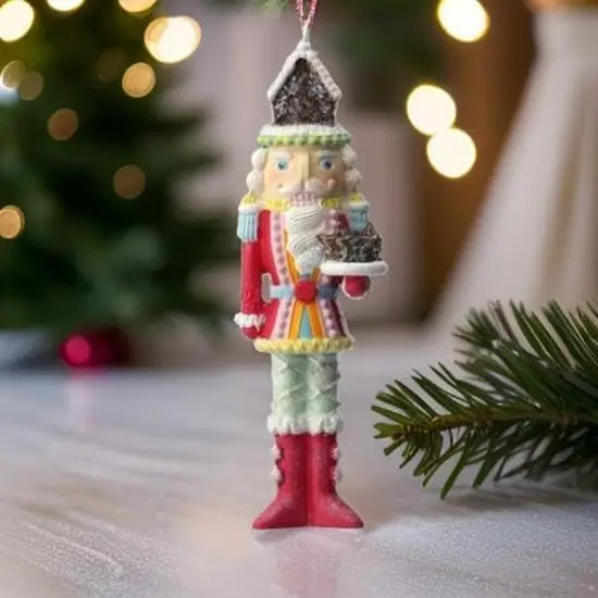 6" Resin Candy Nutcracker w/Cake Ornament {3}